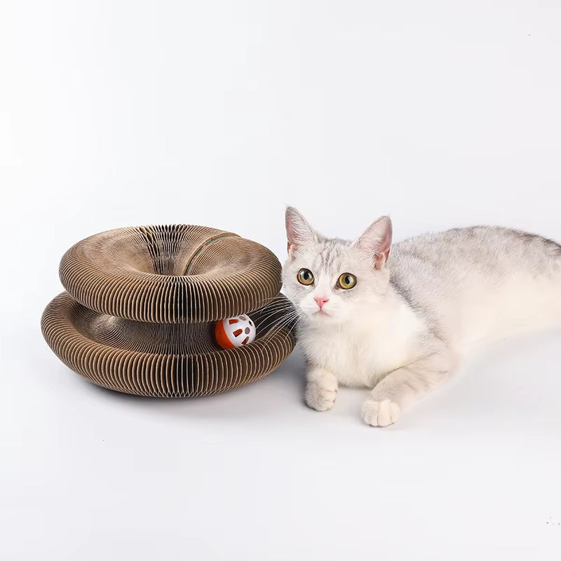 Factory Hot Sell Interactive Cat Scratching Cardboard Toy Foldable Magic Organ Cat Scratching Board Cat Cordion